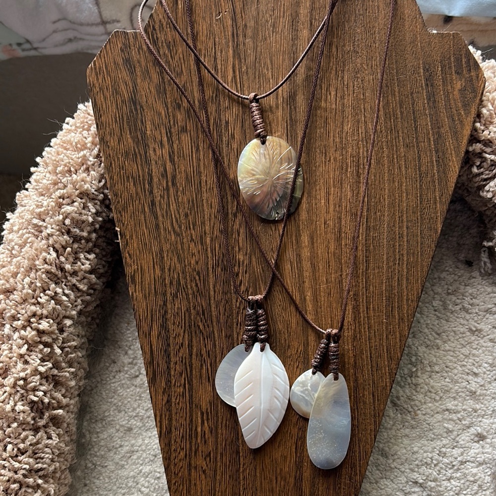 Three Strand "Shell" Adjustable Length Necklace